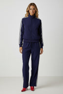 Andi Striped Nylon Mock Neck Track Jacket