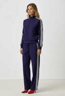 Andi Striped Nylon Mock Neck Track Jacket
