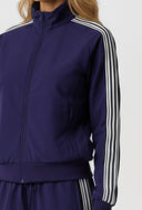 Andi Striped Nylon Mock Neck Track Jacket