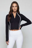 Contrast Trim Mandarin Track Jacket