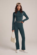 Elara Contrast Piping Flare Pants