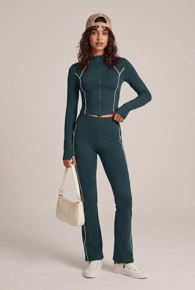Elara Contrast Piping Flare Pants
