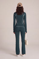 Elara Contrast Piping Flare Pants