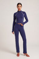 Elara Contrast Piping Flare Pants