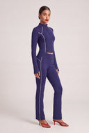 Elara Contrast Piping Flare Pants