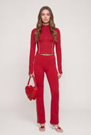 Elara Contrast Piping Flare Pants