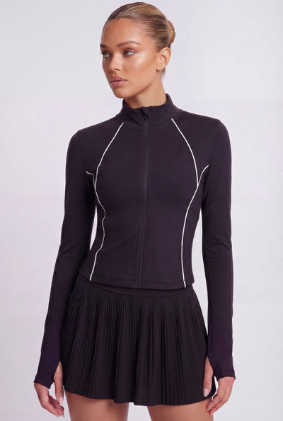 Contrast Piping Zip Track Jacket