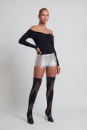 Faux Leather Criss Cross Detailed Micro Shorts