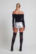 Faux Leather Criss Cross Detailed Micro Shorts