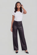 Vegan Leather Straight-Leg Pants