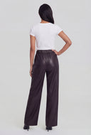 Vegan Leather Straight-Leg Pants