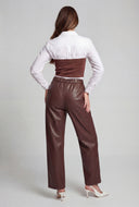 Vegan Leather Straight-Leg Pants