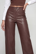 Vegan Leather Straight-Leg Pants