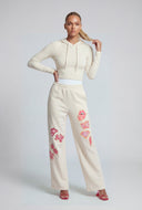 Chenille Patch Wide-Leg Sweatpants