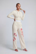 Chenille Patch Wide-Leg Sweatpants