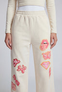 Chenille Patch Wide-Leg Sweatpants