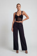 Linen Drawstring Palazzo Pants