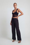 Linen Drawstring Palazzo Pants
