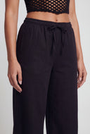 Linen Drawstring Palazzo Pants
