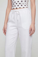 Linen Drawstring Palazzo Pants