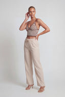 Linen Drawstring Palazzo Pants