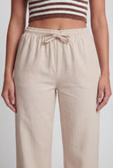 Linen Drawstring Palazzo Pants