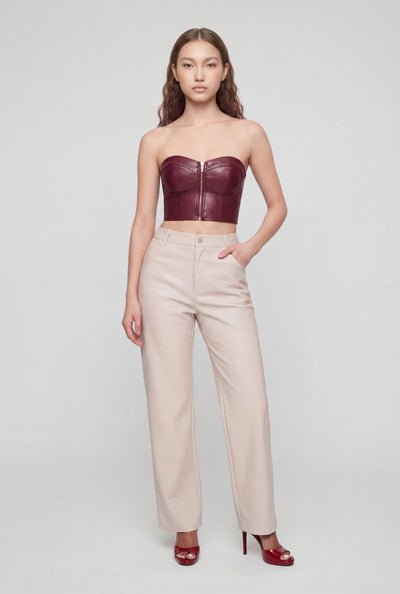 High Waist Faux Leather Straight Leg Pants