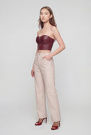 High Waist Faux Leather Straight Leg Pants