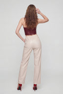 High Waist Faux Leather Straight Leg Pants