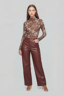 High Waist Faux Leather Straight Leg Pants