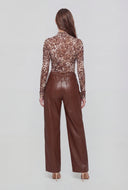 High Waist Faux Leather Straight Leg Pants
