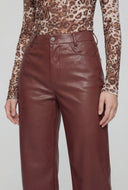 High Waist Faux Leather Straight Leg Pants