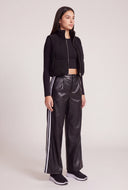 Vegan Leather Side Stripe Wide Leg Pants