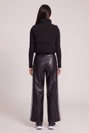 Vegan Leather Side Stripe Wide Leg Pants