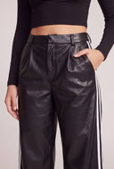 Vegan Leather Side Stripe Wide Leg Pants
