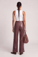 Vegan Leather Side Stripe Wide Leg Pants