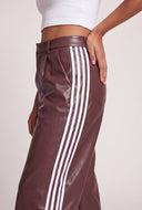 Vegan Leather Side Stripe Wide Leg Pants