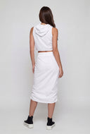 Nylon Drawstring Side Midi Skirt