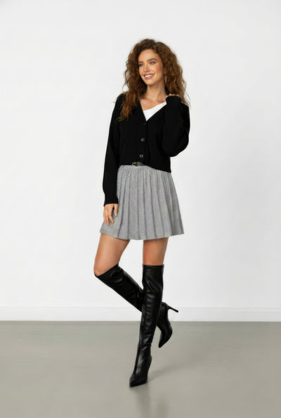 Aria High Waist Knit Pleated Skirt