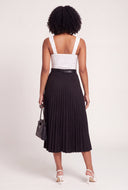 Belted Faux Suede Pleated Skirt