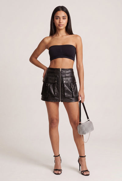 Vegan Leather Cargo Skirt