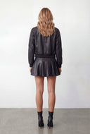 Leather High Waist Mini Pleated Skirt