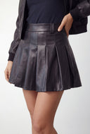 Leather High Waist Mini Pleated Skirt