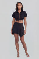 Pinstripe Asymmetrical Mini Skirt