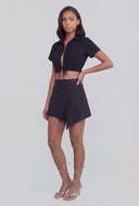 Pinstripe Asymmetrical Mini Skirt