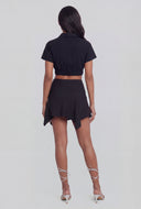 Pinstripe Asymmetrical Mini Skirt