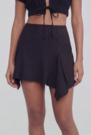 Pinstripe Asymmetrical Mini Skirt