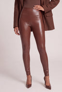 Vegan Leather Wide Waistband Leggings