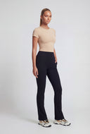 Ribbed High-Waist Flare Leggings