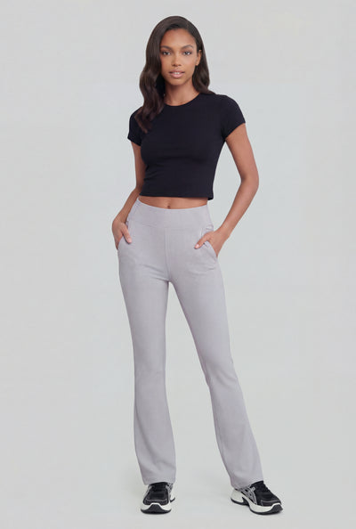 Ribbed High-Waist Flare Leggings